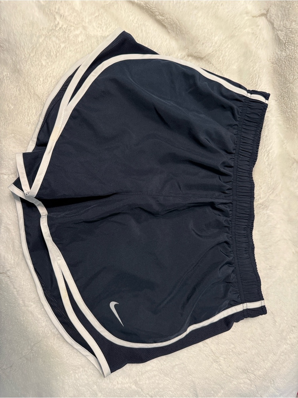 Nike Women's Dark Blue Athletic Shorts with White Trim